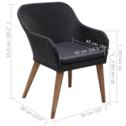 Tuinstoelen 2 St Met Kussens Poly Rattan Zwart 1