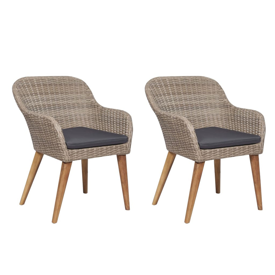 Tuinstoelen Met Kussens Poly Rattan Bruin
