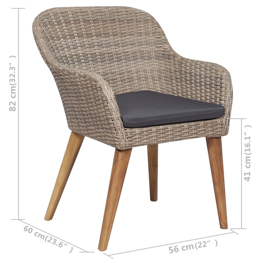 Tuinstoelen Met Kussens Poly Rattan Bruin