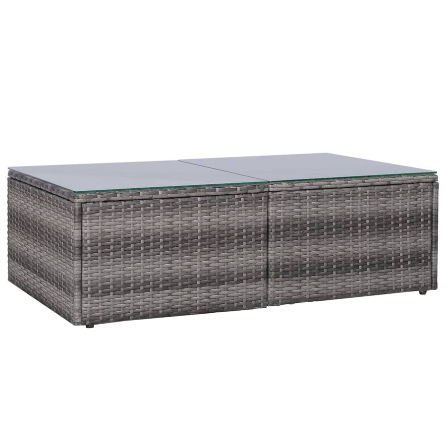 8-Delige Loungeset Met Kussens Poly Rattan Grijs 3x hoek + 4x midden + Tafel