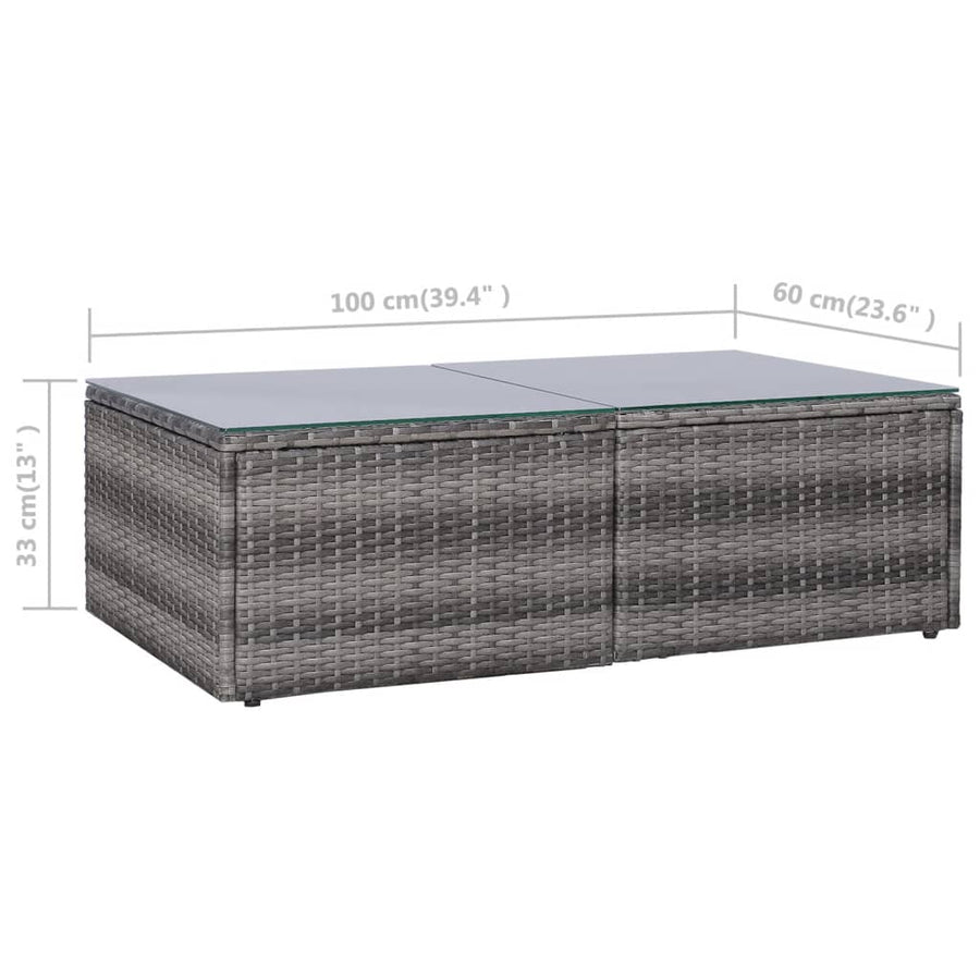 8-Delige Loungeset Met Kussens Poly Rattan Grijs 3x hoek + 4x midden + Tafel