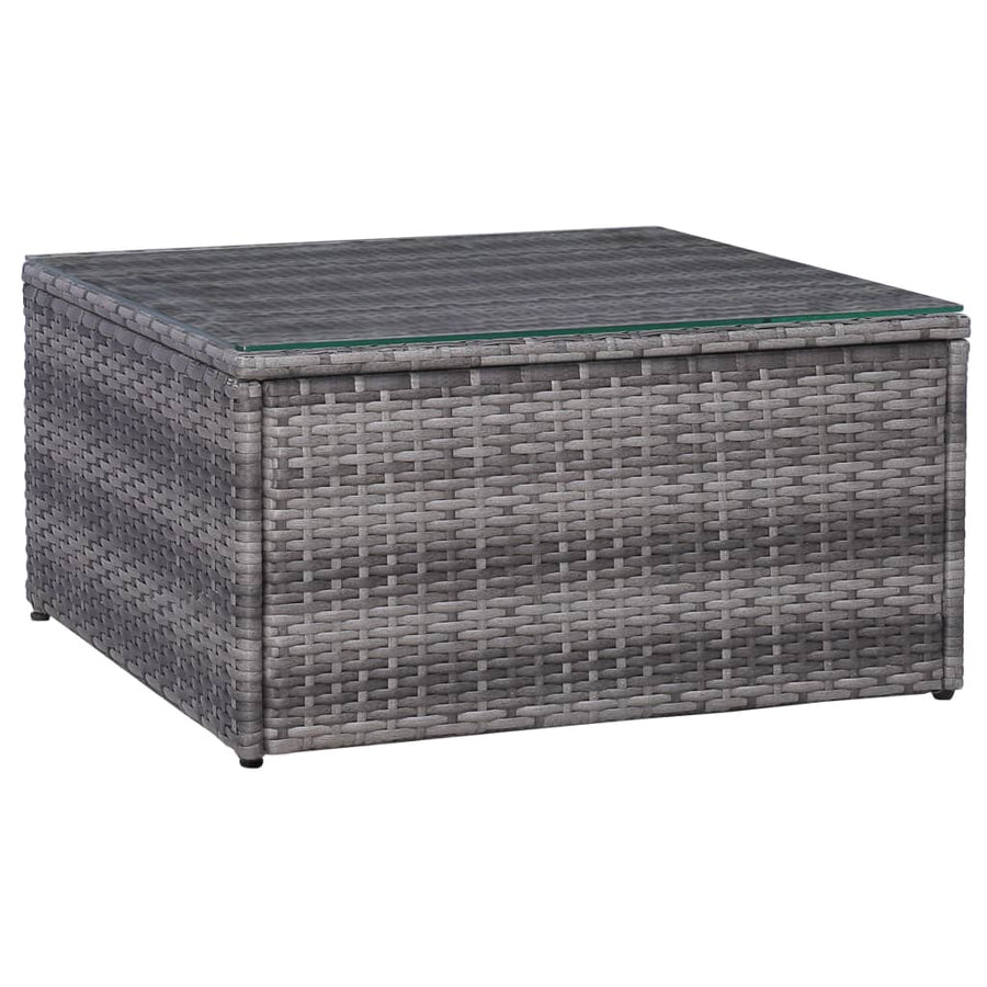 7-Delige Loungeset Met Kussens Poly Rattan Grijs 3x hoek + 2x midden + Fauteuil + Tafel