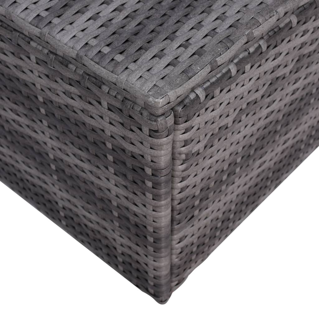 7-Delige Loungeset Met Kussens Poly Rattan Grijs 3x hoek + 2x midden + Fauteuil + Tafel