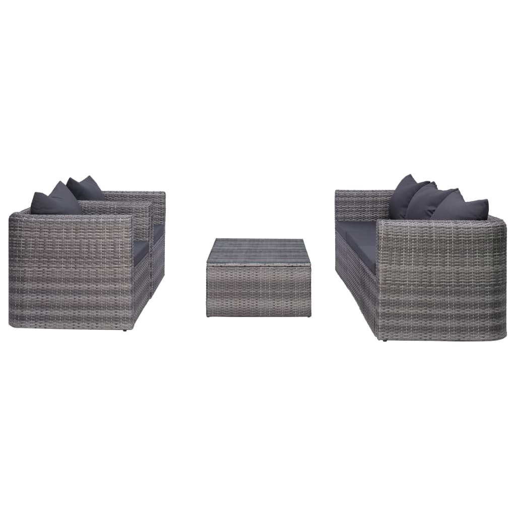 6-Delige Loungeset Met Kussens Poly Rattan Grijs 1