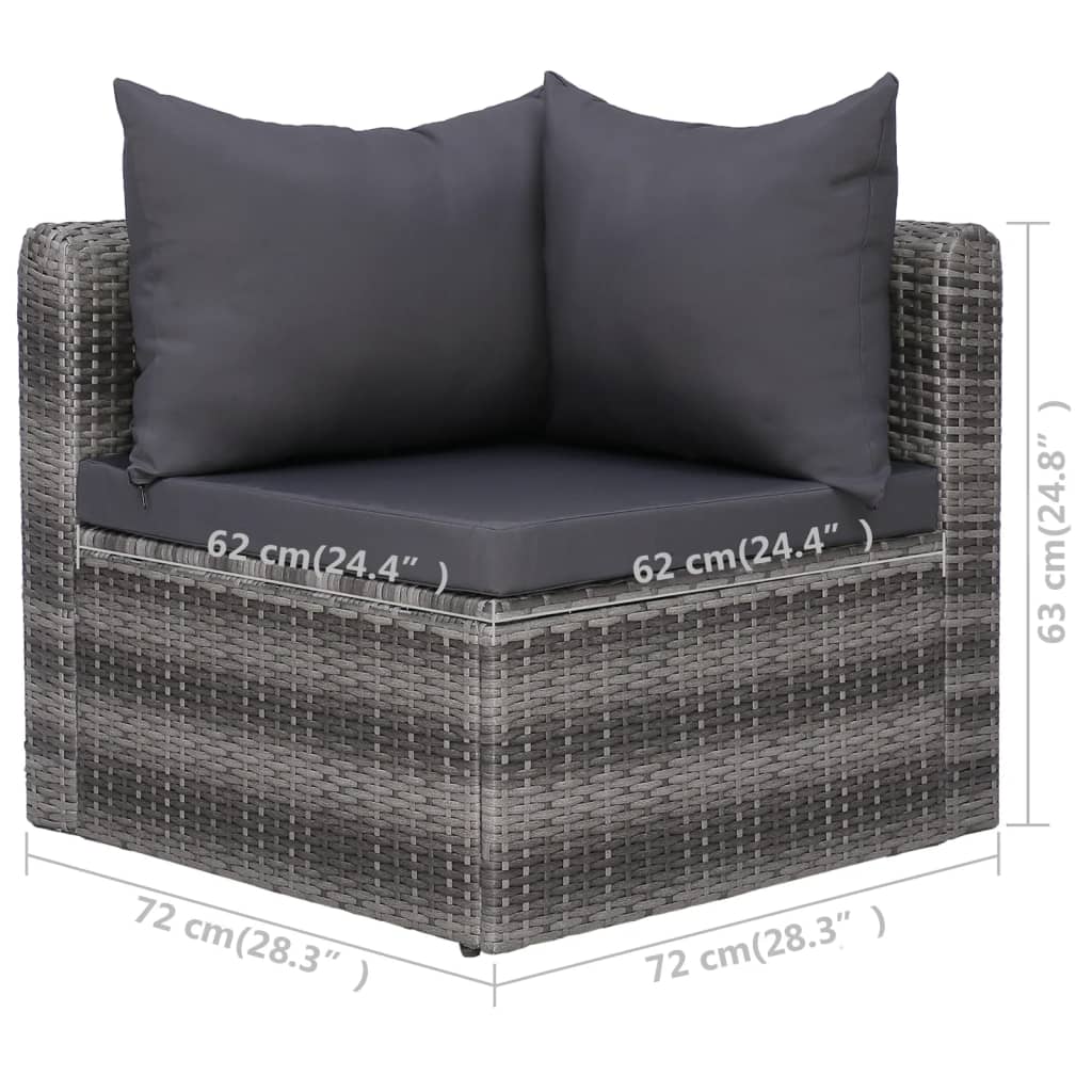 6-Delige Loungeset Met Kussens Poly Rattan Grijs 1