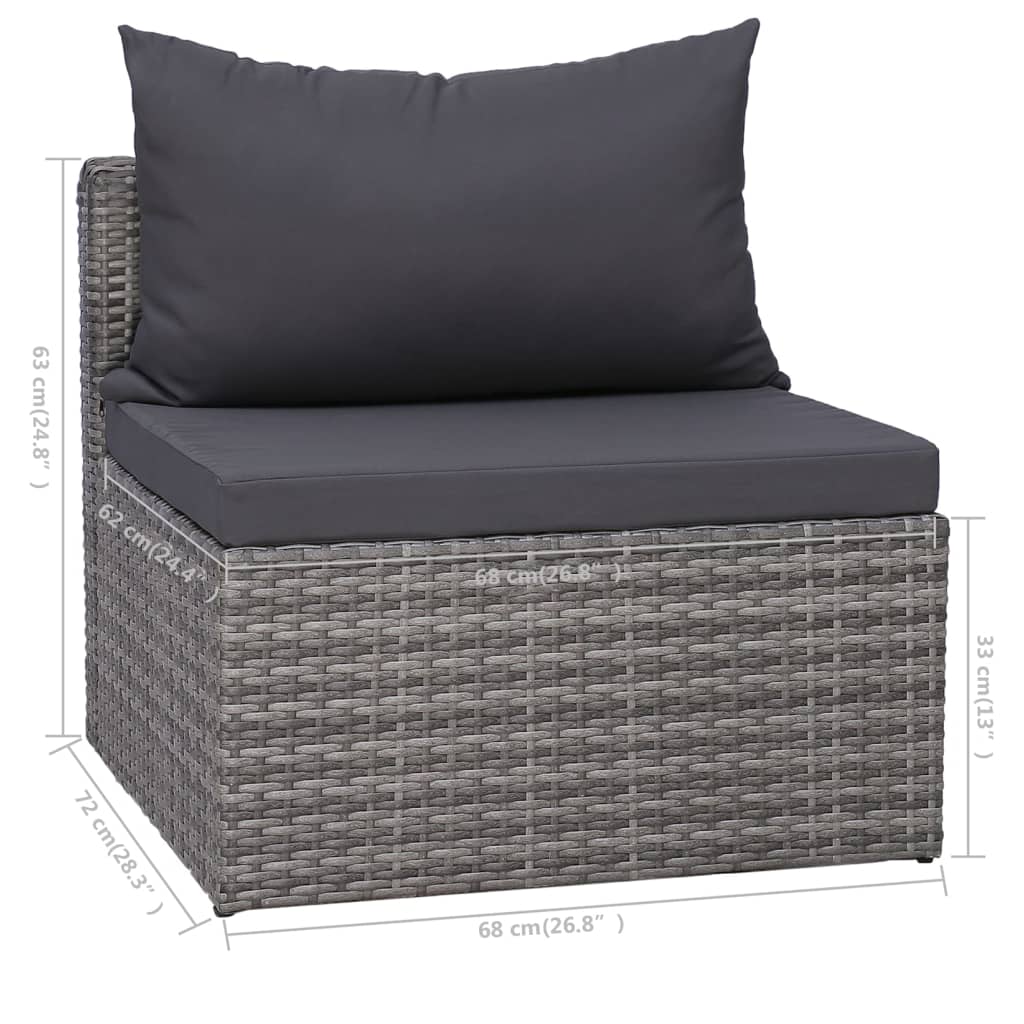 6-Delige Loungeset Met Kussens Poly Rattan Grijs 1