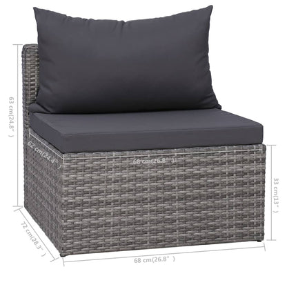 6-Delige Loungeset Met Kussens Poly Rattan Grijs 1