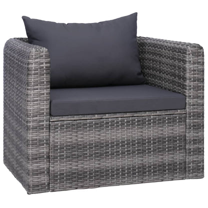 6-Delige Loungeset Met Kussens Poly Rattan Grijs 1