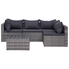 5-Delige Loungeset Met Kussens Poly Rattan Grijs 2x hoek + 2x midden + Tafel