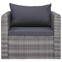 Tuinstoel met kussens poly rattan grijs