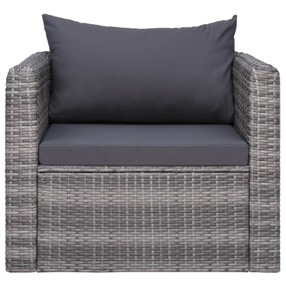 Tuinstoel met kussens poly rattan grijs