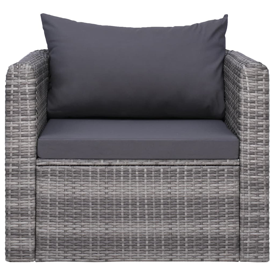 Tuinstoel met kussens poly rattan grijs