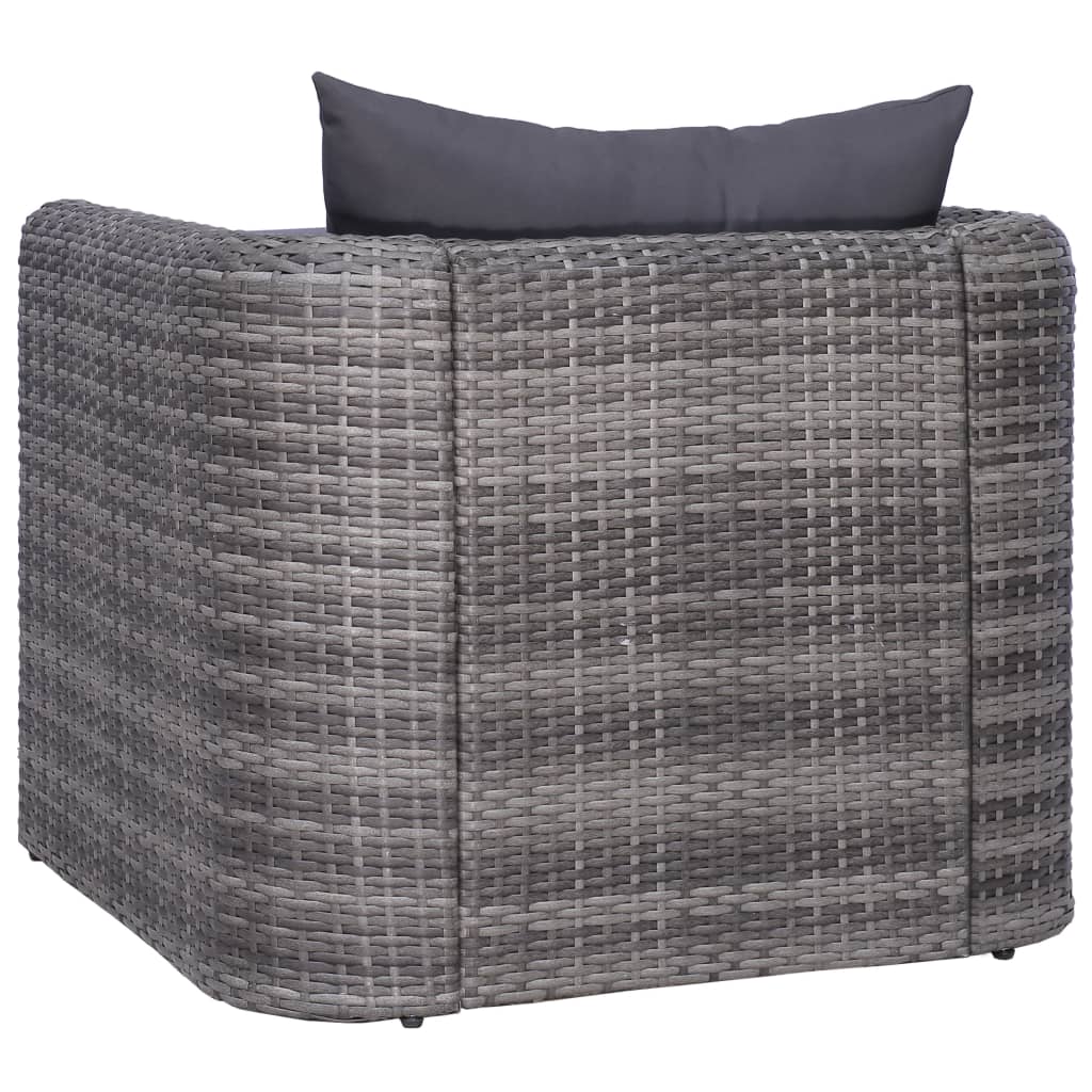 Tuinstoel met kussens poly rattan grijs