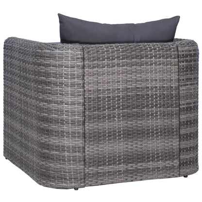 Tuinstoel met kussens poly rattan grijs