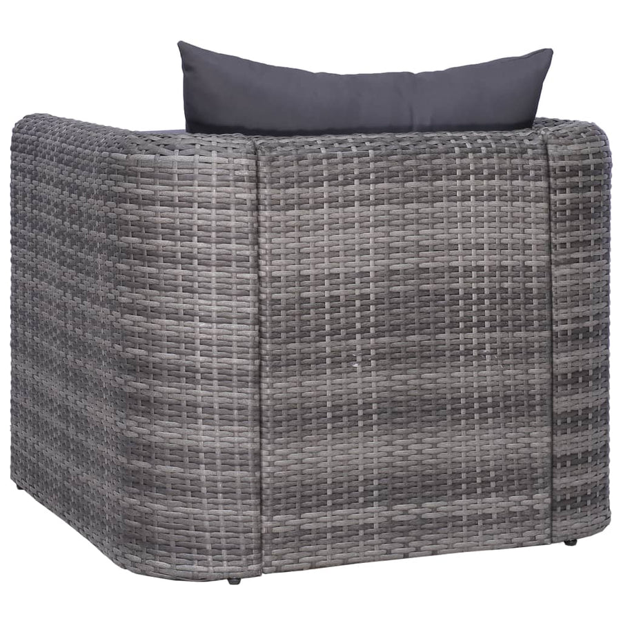 Tuinstoel met kussens poly rattan grijs