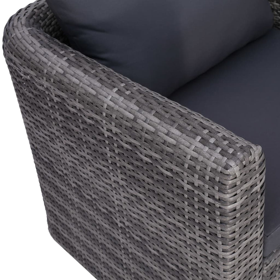 Tuinstoel met kussens poly rattan grijs