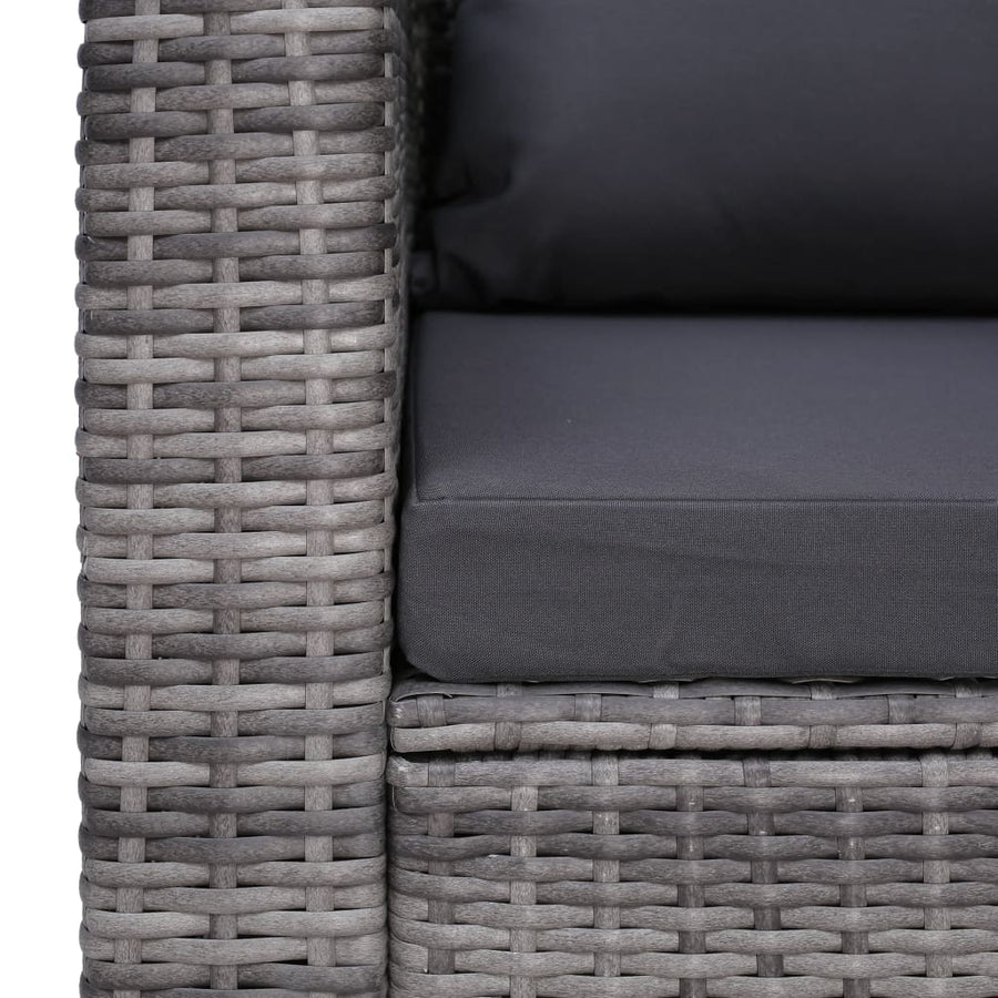 Tuinstoel met kussens poly rattan grijs