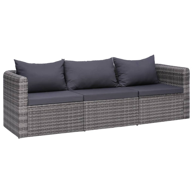 -Delige Loungeset Met Kussens Poly Rattan Grijs 3