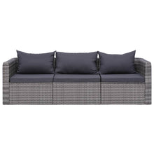 -Delige Loungeset Met Kussens Poly Rattan Grijs 3