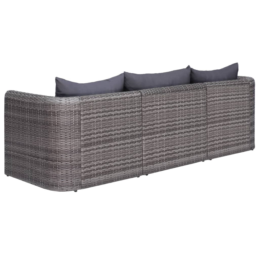 -Delige Loungeset Met Kussens Poly Rattan Grijs 3