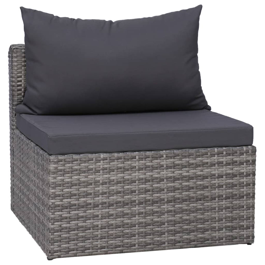 -Delige Loungeset Met Kussens Poly Rattan Grijs 3