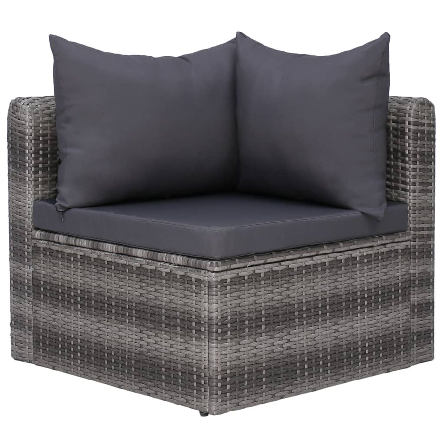 -Delige Loungeset Met Kussens Poly Rattan Grijs 3