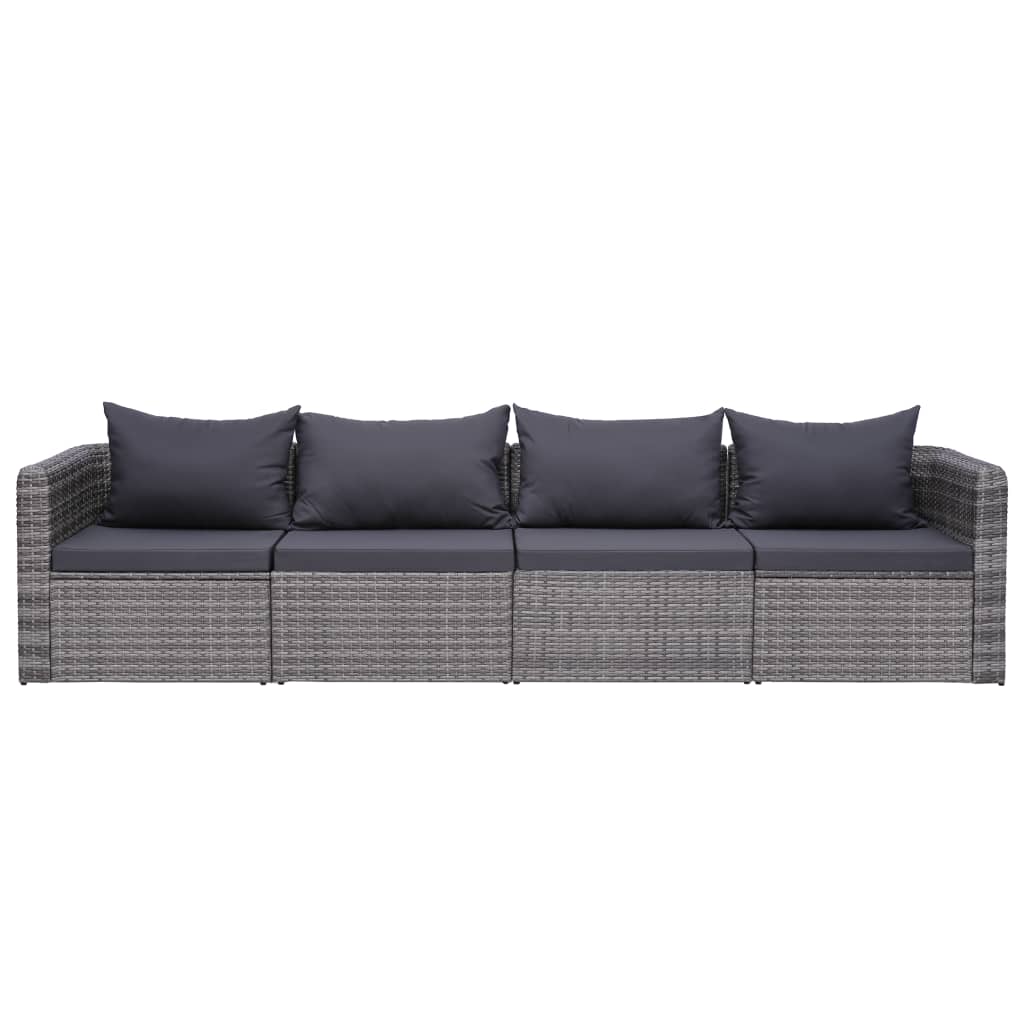 -Delige Loungeset Met Kussens Poly Rattan Grijs 4