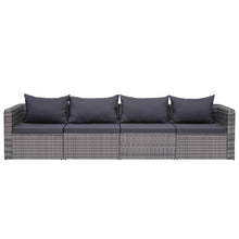 -Delige Loungeset Met Kussens Poly Rattan Grijs 4