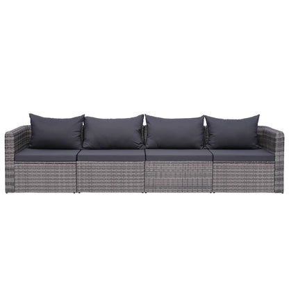 -Delige Loungeset Met Kussens Poly Rattan Grijs 4