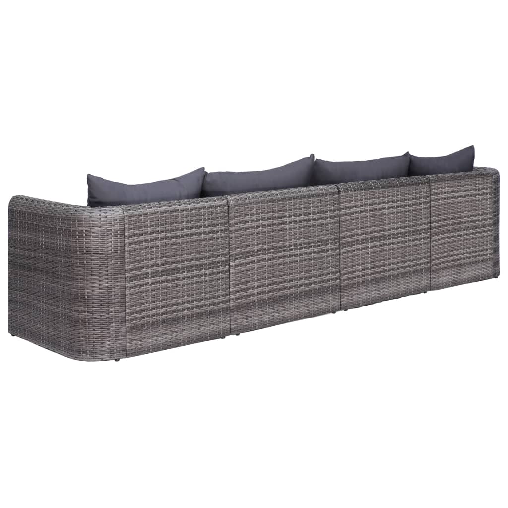 -Delige Loungeset Met Kussens Poly Rattan Grijs 4