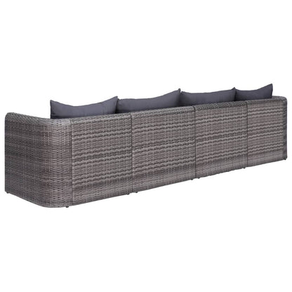 -Delige Loungeset Met Kussens Poly Rattan Grijs 4