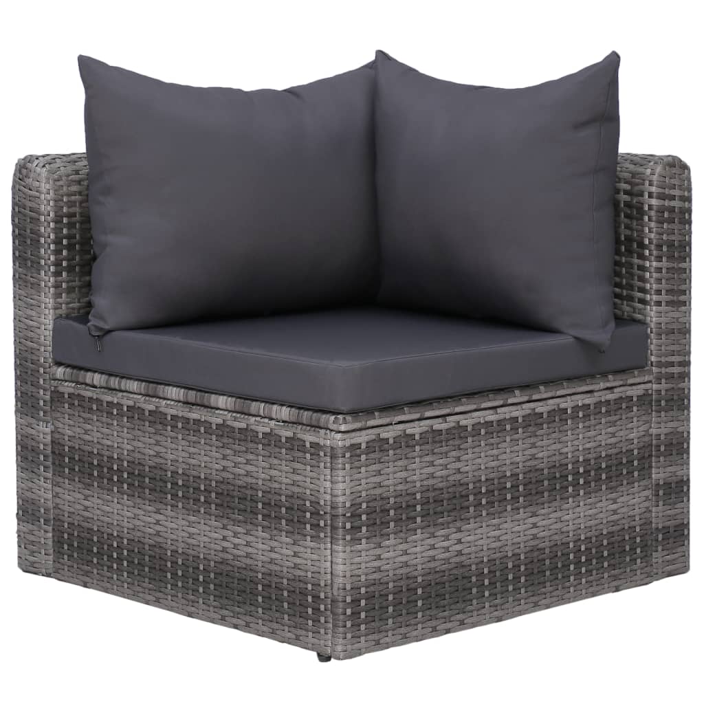 -Delige Loungeset Met Kussens Poly Rattan Grijs 4
