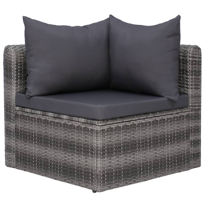 -Delige Loungeset Met Kussens Poly Rattan Grijs 4