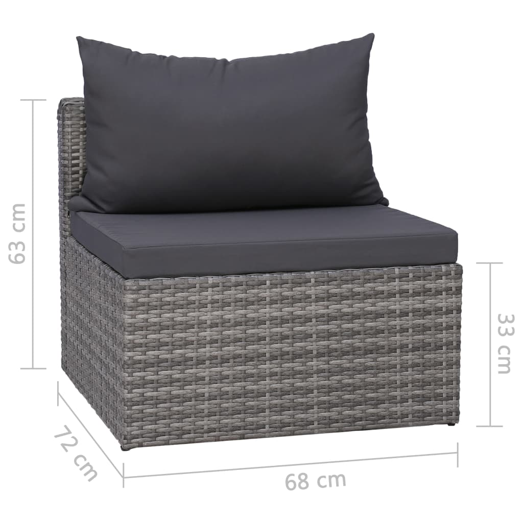 -Delige Loungeset Met Kussens Poly Rattan Grijs 4