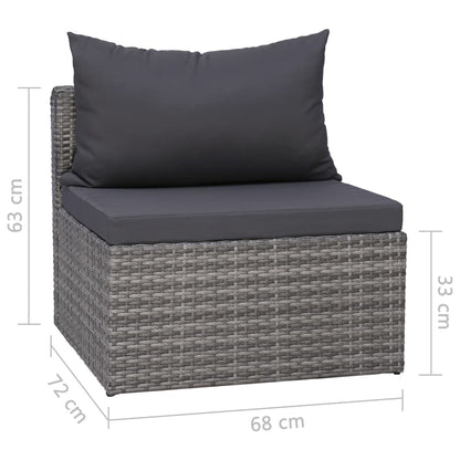 -Delige Loungeset Met Kussens Poly Rattan Grijs 4