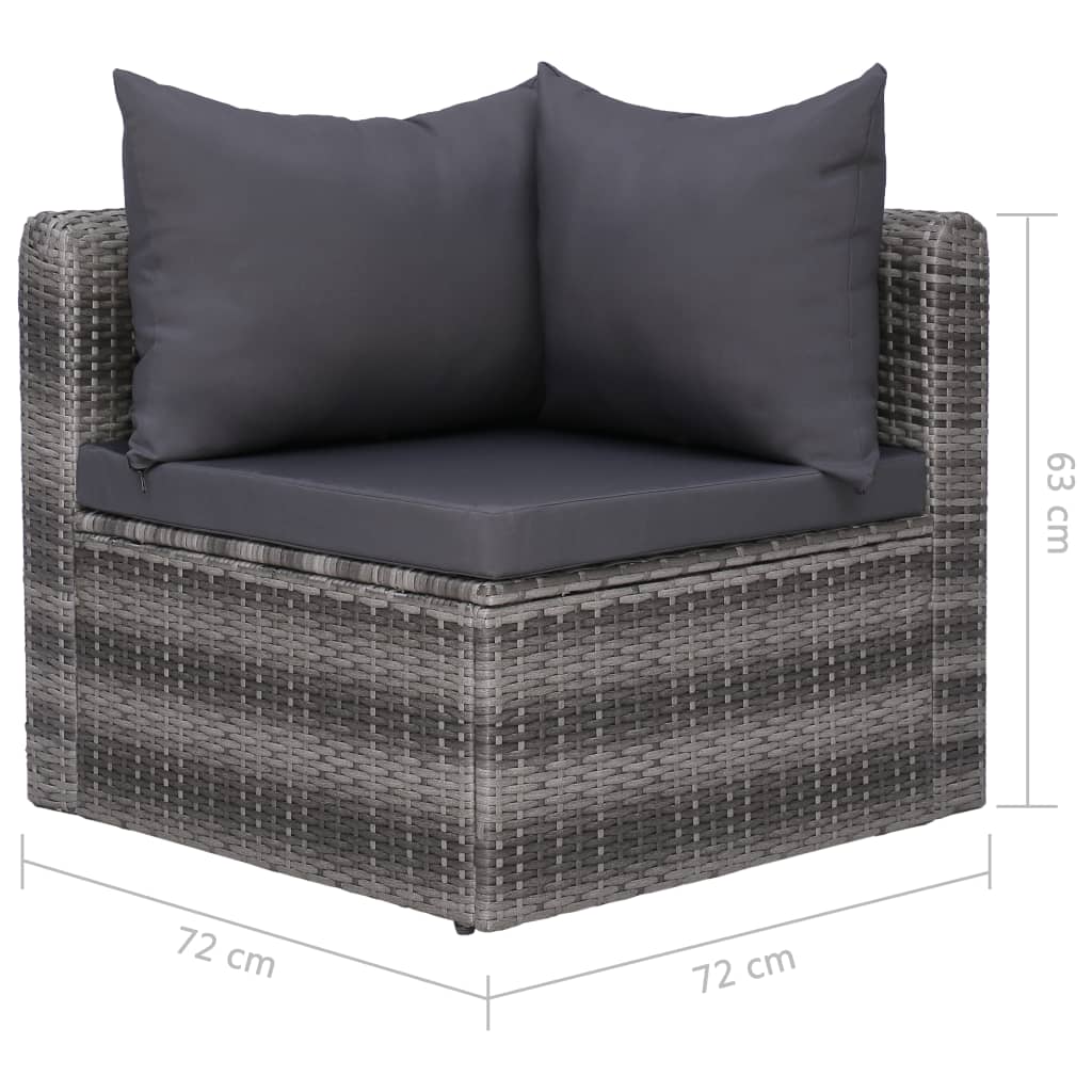 -Delige Loungeset Met Kussens Poly Rattan Grijs 4