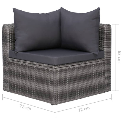 -Delige Loungeset Met Kussens Poly Rattan Grijs 4