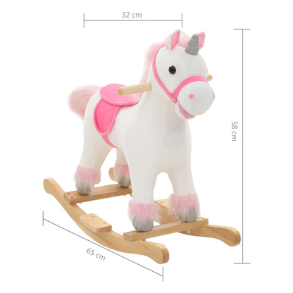 Hobbeldier 65X32X58 Cm Pluche Wit En Roze Eenhoorn