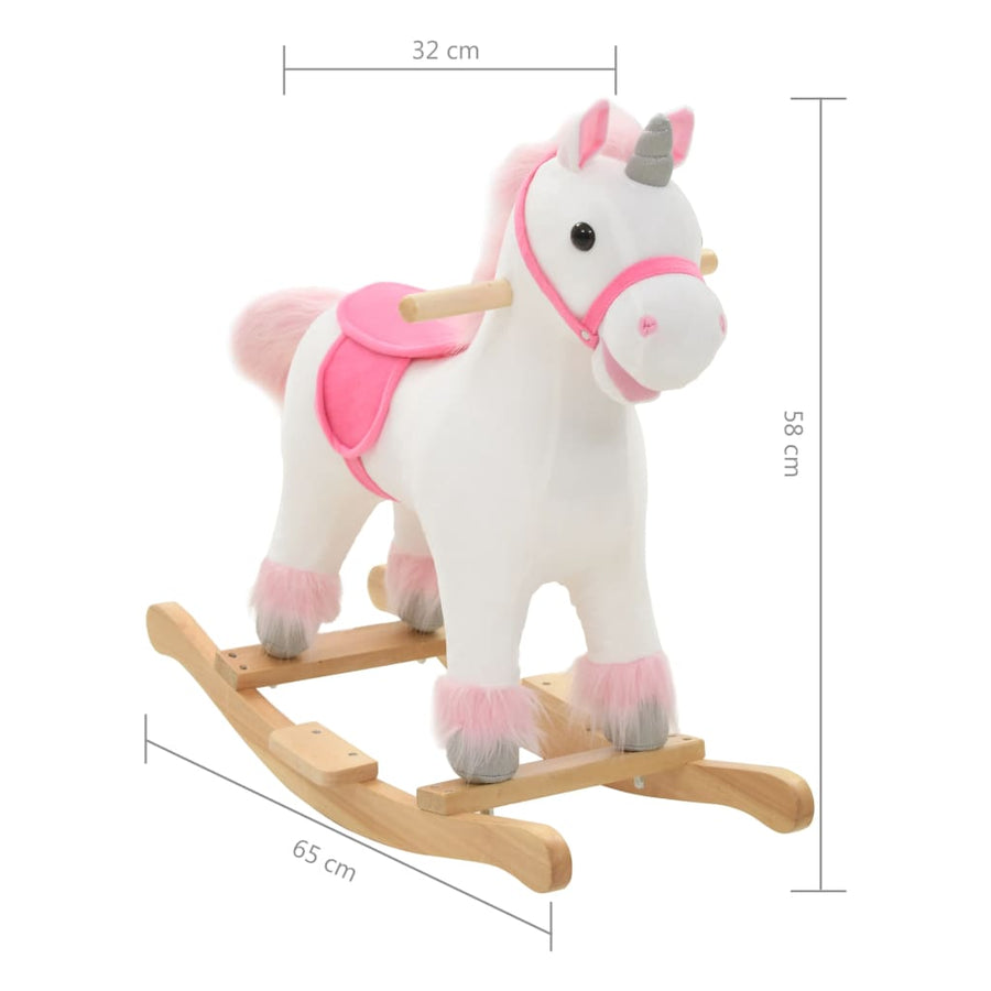 Hobbeldier 65X32X58 Cm Pluche Wit En Roze Eenhoorn