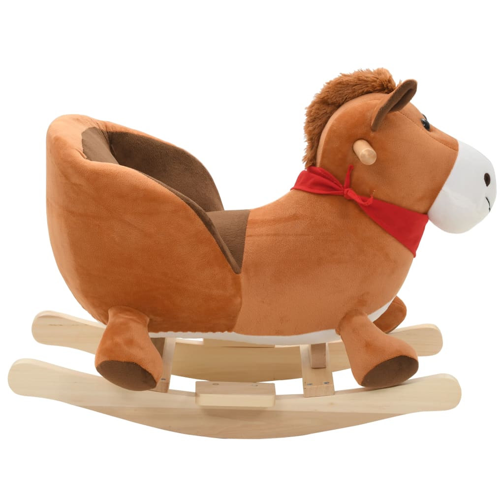 Hobbeldier Met Rugleuning 60X32X50 Cm Pluche Bruin Paard