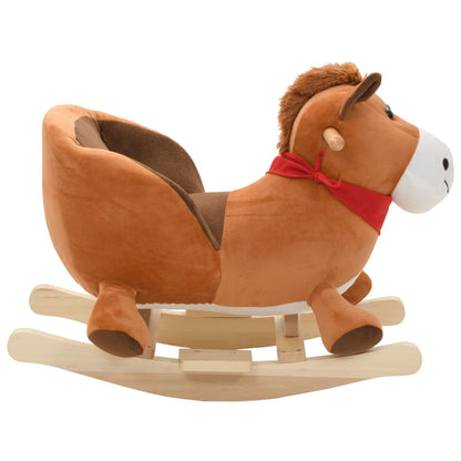 Hobbeldier Met Rugleuning 60X32X50 Cm Pluche Bruin Paard