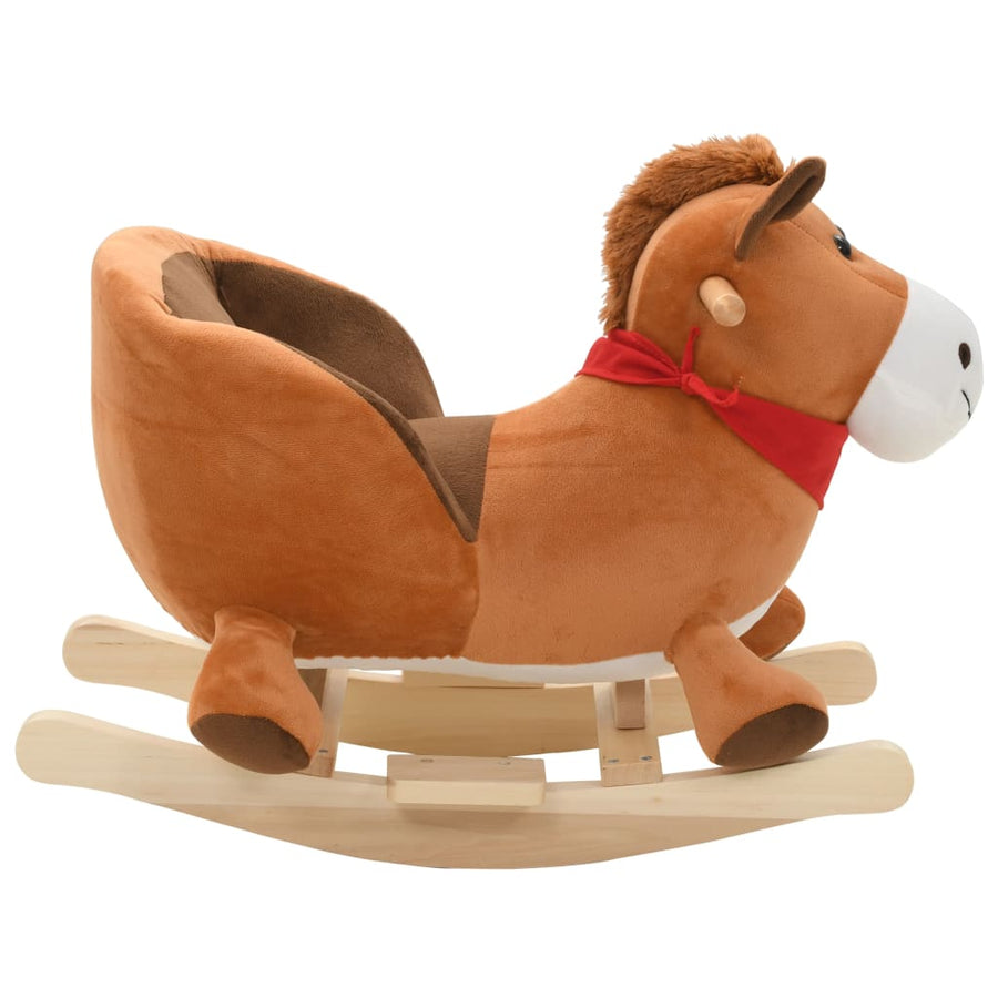 Hobbeldier Met Rugleuning 60X32X50 Cm Pluche Bruin Paard