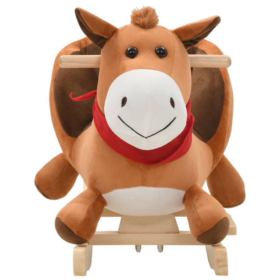 Hobbeldier Met Rugleuning 60X32X50 Cm Pluche Bruin Paard