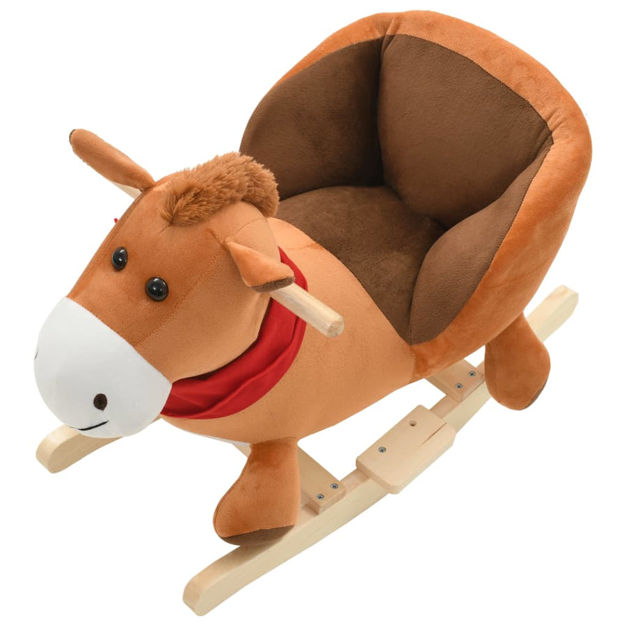 Hobbeldier Met Rugleuning 60X32X50 Cm Pluche Bruin Paard