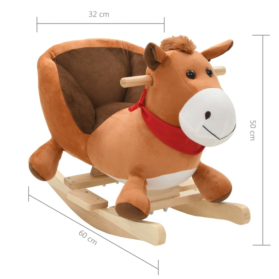 Hobbeldier Met Rugleuning 60X32X50 Cm Pluche Bruin Paard