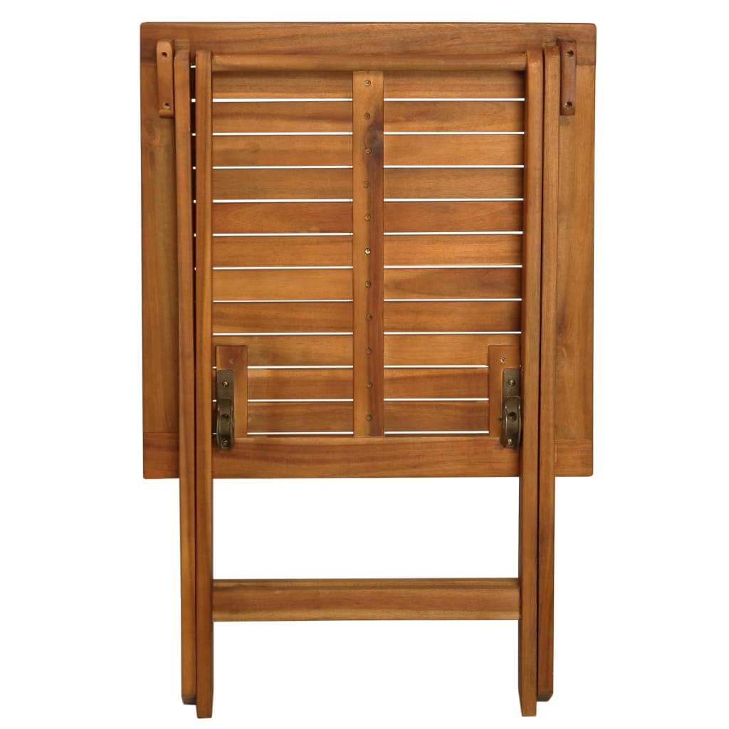 -Delige Bistroset Inklapbaar Met Kussens Massief Acaciahout Bruin en wit