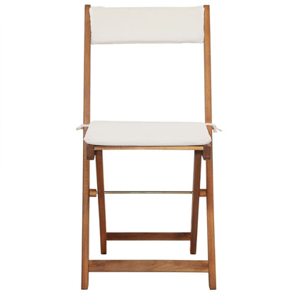 -Delige Bistroset Inklapbaar Met Kussens Massief Acaciahout Bruin en wit