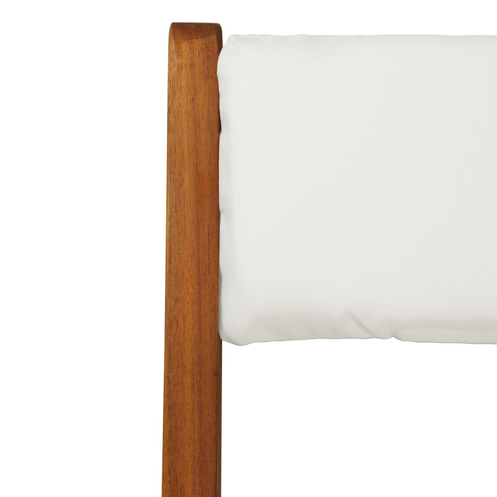 -Delige Bistroset Inklapbaar Met Kussens Massief Acaciahout Bruin en wit