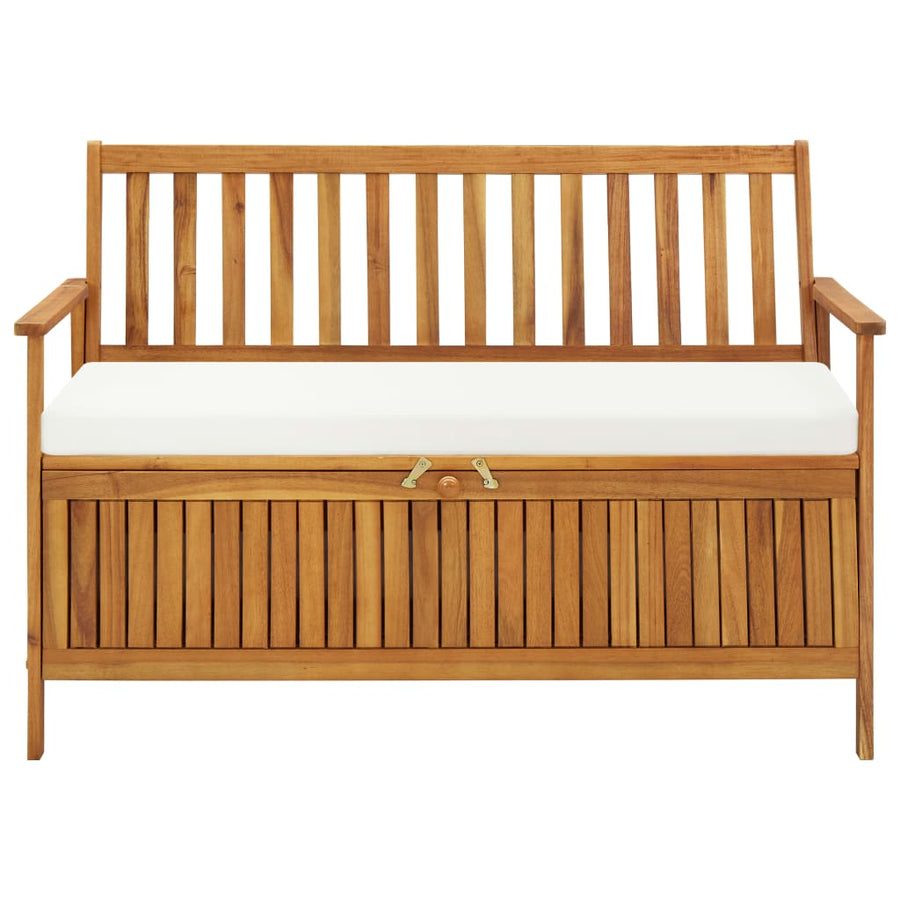 Tuinopslagbank Massief Acaciahout 120 x 63 x 84 cm Bruin en wit