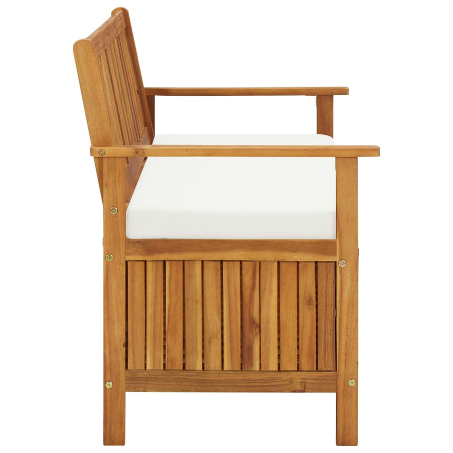 Tuinopslagbank Massief Acaciahout 120 x 63 x 84 cm Bruin en wit